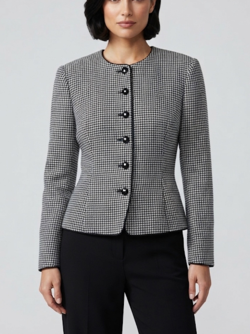 Vintage Albert Nipon Suits Wool Houndstooth Blazer Jacket Size 10